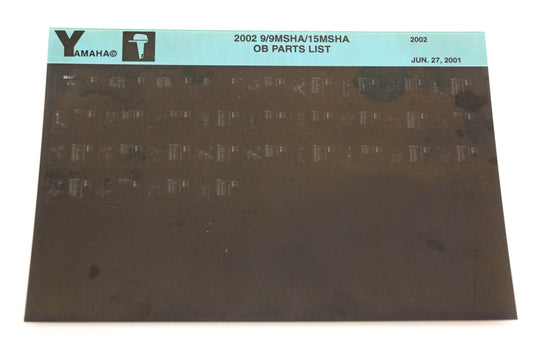 OEM Yamaha YR010-52 2002 9/9MSHA/15MSHA Outboard Parts List Microfiche
