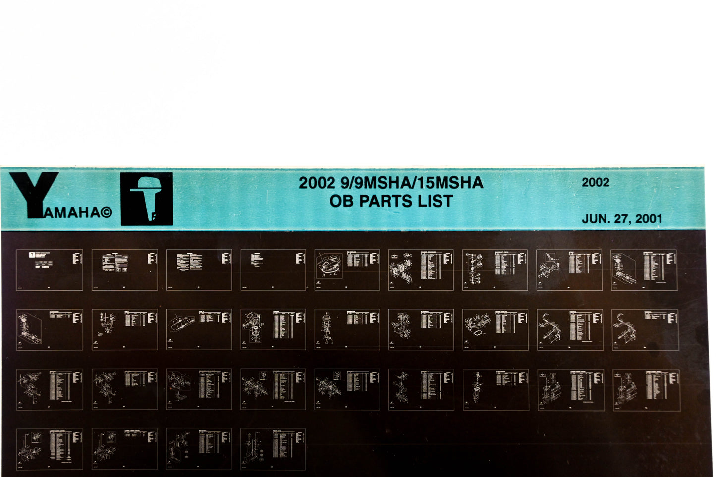 OEM Yamaha YR010-52 2002 9/9MSHA/15MSHA Outboard Parts List Microfiche