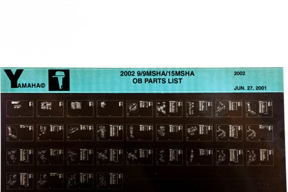 OEM Yamaha YR010-52 2002 9/9MSHA/15MSHA Outboard Parts List Microfiche