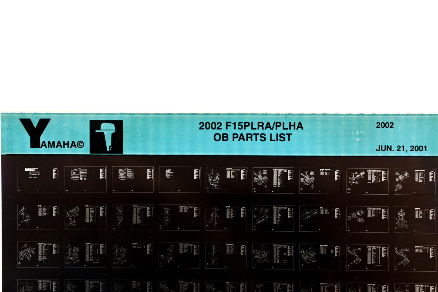 OEM Yamaha YR010-56 2002 F15PLRA/PLHA Outboard Parts List Microfiche