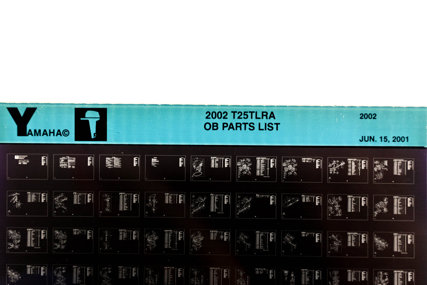OEM Yamaha YR010-58 2002 T25TLRA Outboard Parts List Microfiche