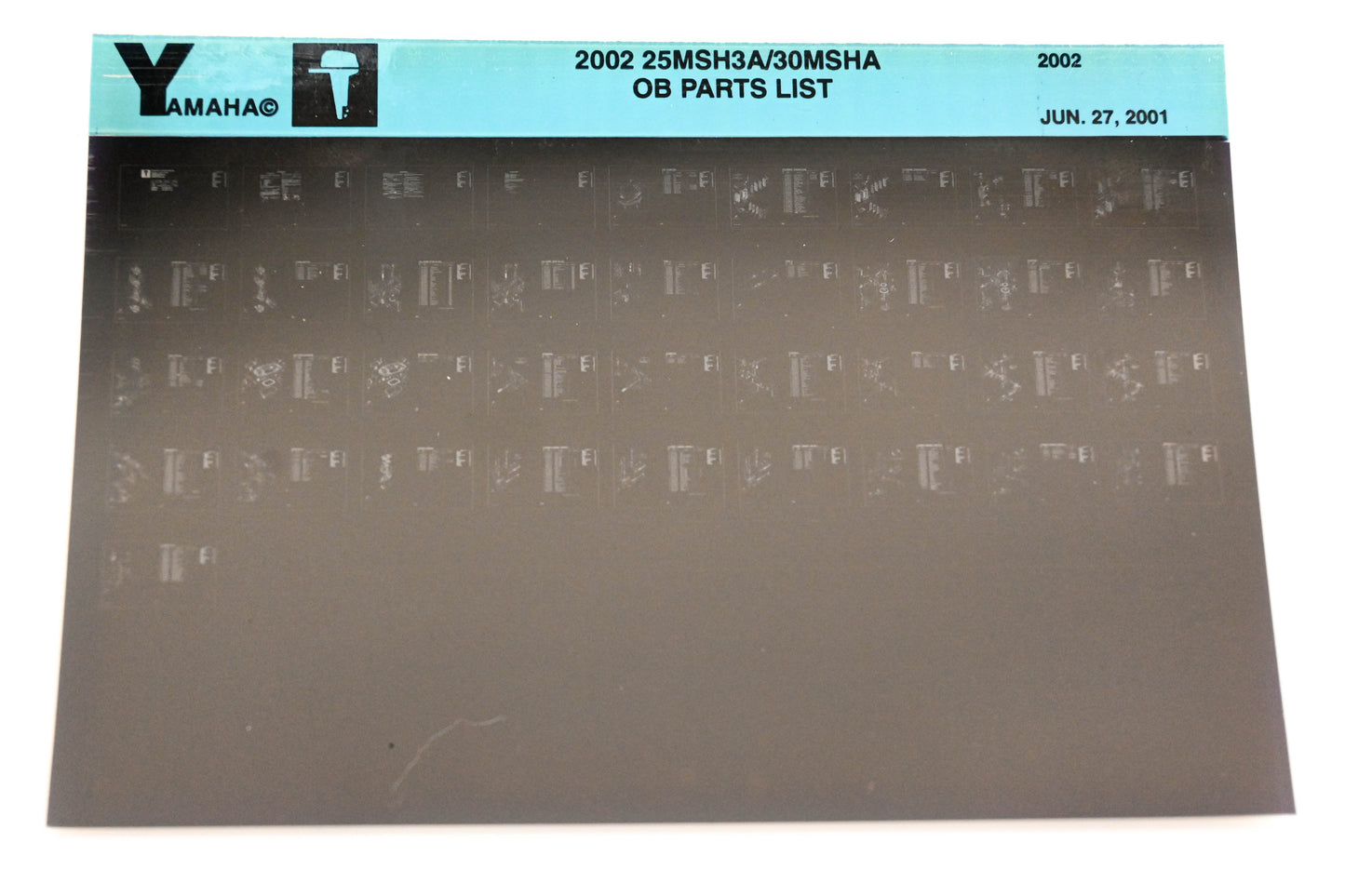 OEM Yamaha YR010-60 2002 25MSH3A/30MSHA Outboard Parts List Microfiche