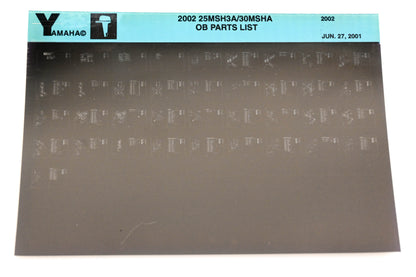 OEM Yamaha YR010-60 2002 25MSH3A/30MSHA Outboard Parts List Microfiche