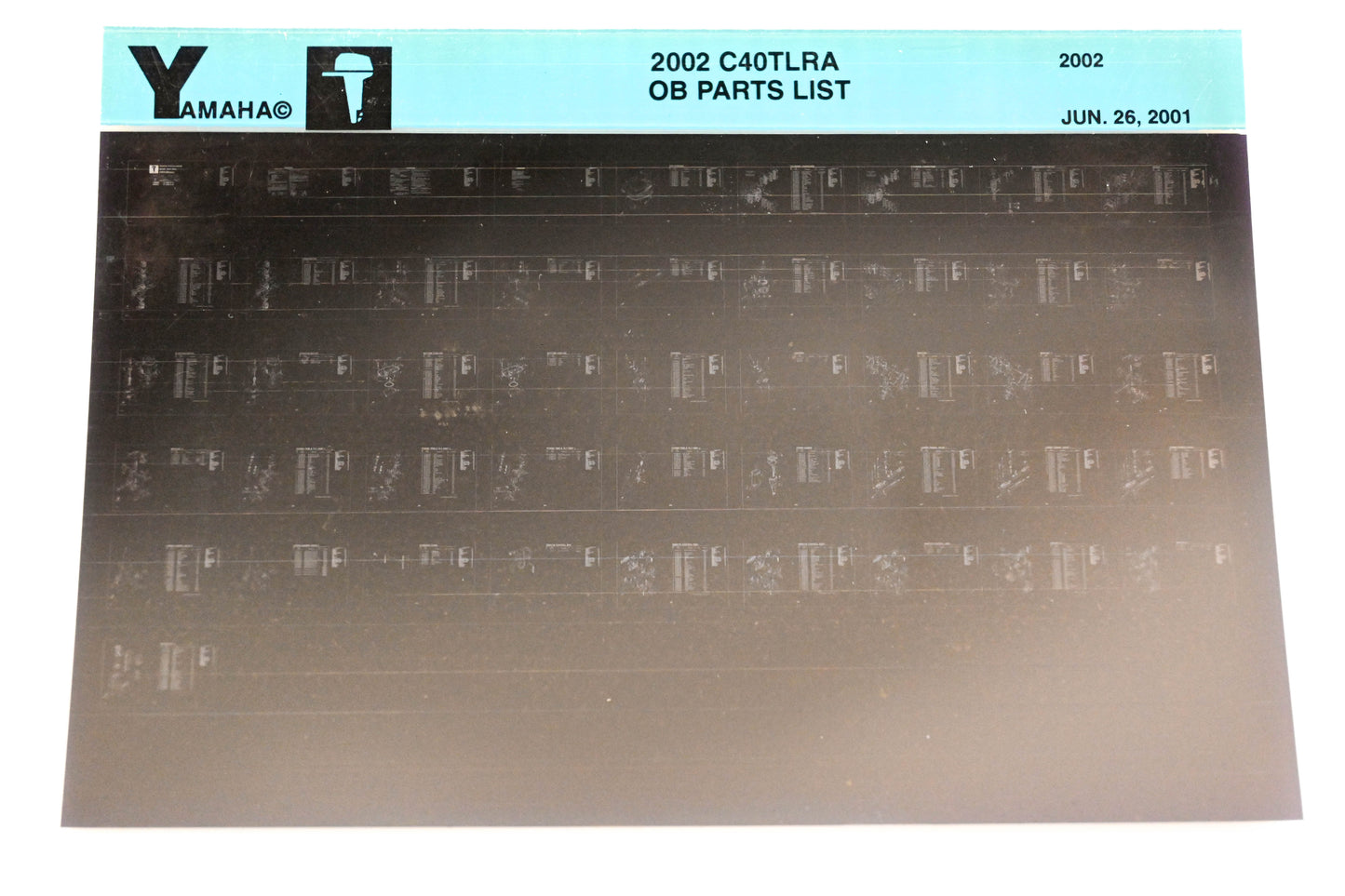 OEM Yamaha YR010-62 2002 C40TLRA Outboard Parts List Microfiche