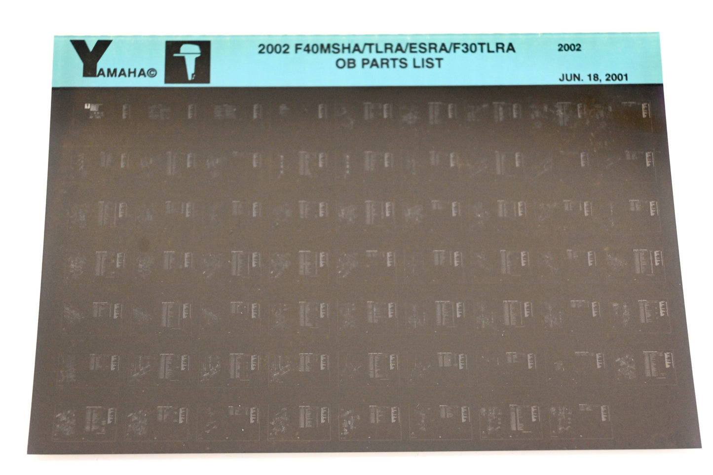 OEM Yamaha YR010-63 2002 F40MSHA/TLRA/ESRA/F30TLRA Parts List Microfiche