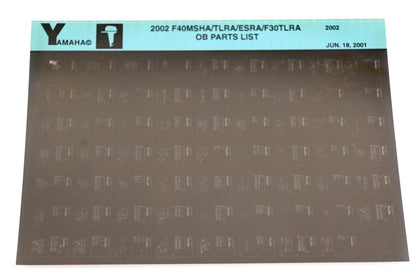 OEM Yamaha YR010-63 2002 F40MSHA/TLRA/ESRA/F30TLRA Parts List Microfiche