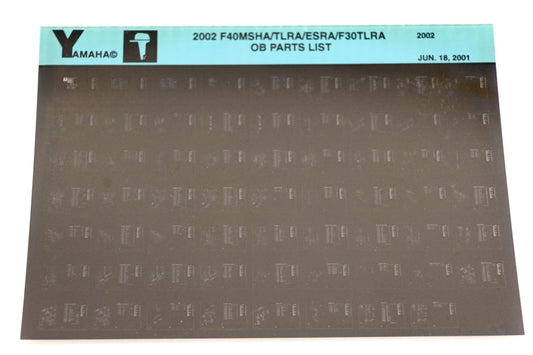OEM Yamaha YR010-63 2002 F40MSHA/TLRA/ESRA/F30TLRA Parts List Microfiche