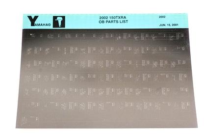 OEM Yamaha XM001-36 2002 150TXRA Outboard Parts List Microfiche