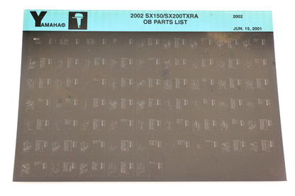 OEM Yamaha XM001-38 2002 SX150/SX200TXRA Outboard Parts List Microfiche