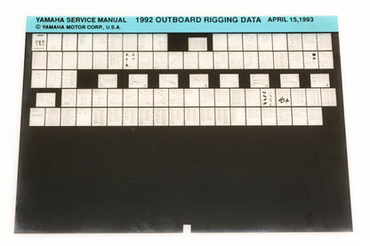 OEM Yamaha XM001-40 1992 Outboard Rigging Data Service Manual Microfiche