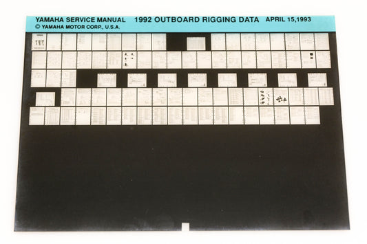 OEM Yamaha XM001-40 1992 Outboard Rigging Data Service Manual Microfiche