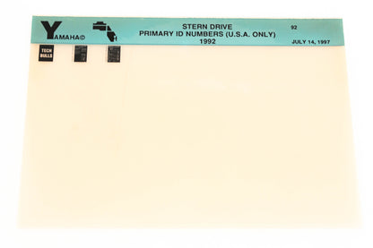OEM Yamaha XM001-42 1992 USA Stern Drive Primary ID Numbers Microfiche