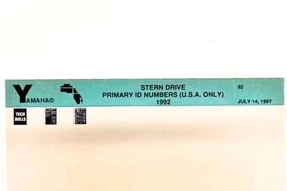 OEM Yamaha XM001-42 1992 USA Stern Drive Primary ID Numbers Microfiche