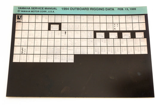 OEM Yamaha XM001-43 1994 Outboard Rigging Data Service Manual Microfiche