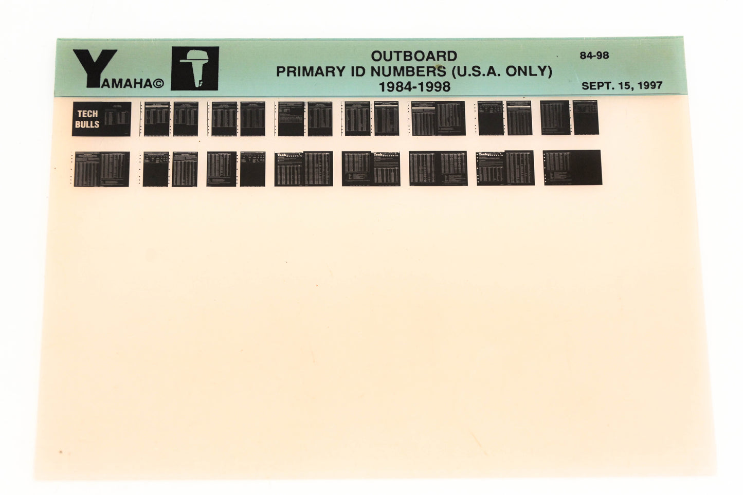 OEM Yamaha XM001-44 1984-98 USA Outboard Primary ID Numbers Microfiche