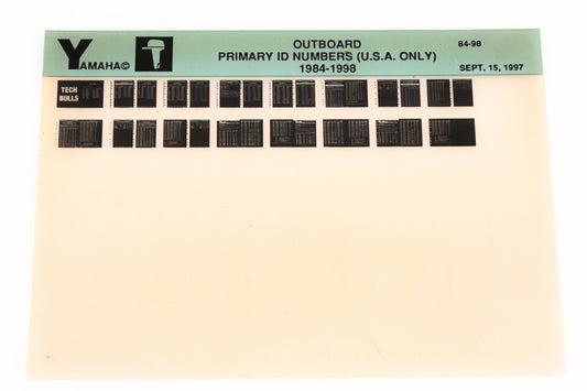 OEM Yamaha XM001-44 1984-98 USA Outboard Primary ID Numbers Microfiche