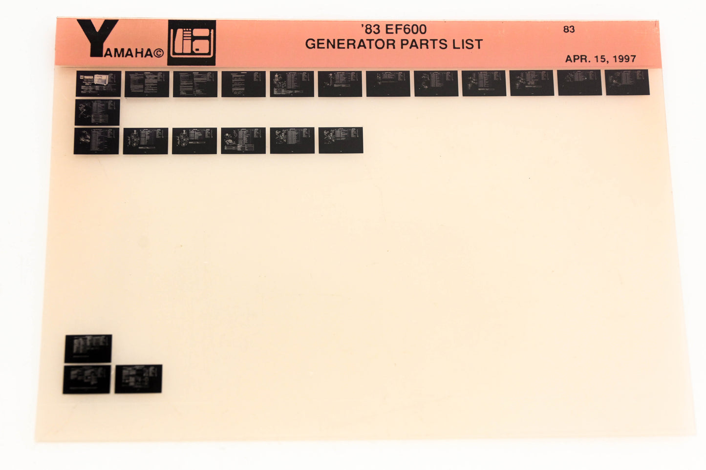 OEM Yamaha XM001-47 1983 EF600 Generator Parts List Microfiche