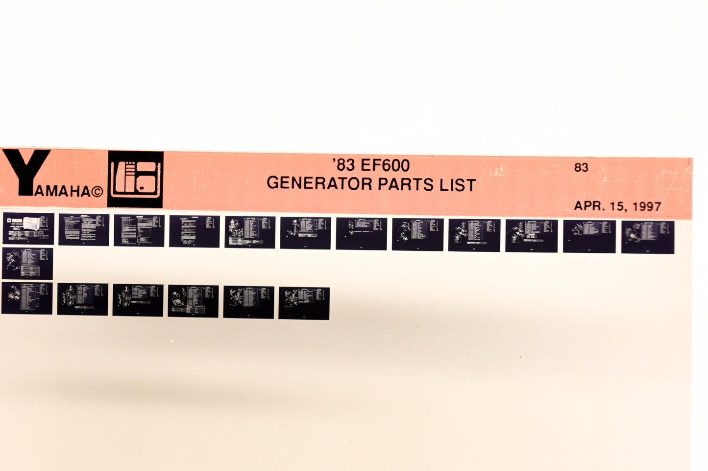 OEM Yamaha XM001-47 1983 EF600 Generator Parts List Microfiche