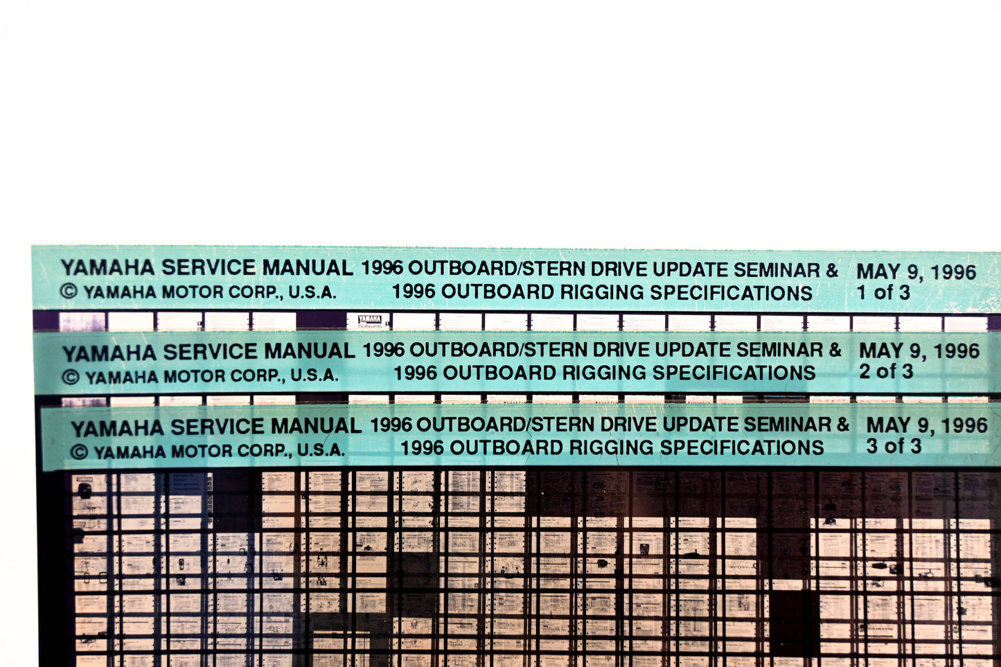 OEM Yamaha XM001-51 1996 Outboard Stern Drive/Rigging Specifications Microfiche Lot