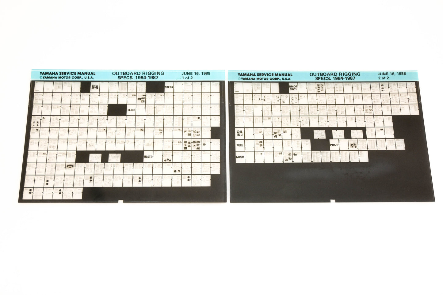 OEM Yamaha XM001-52 1984-1987 Outboard Rigging Specs Manual Microfiche Lot