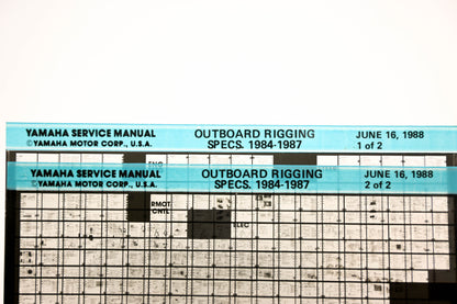 OEM Yamaha XM001-52 1984-1987 Outboard Rigging Specs Manual Microfiche Lot