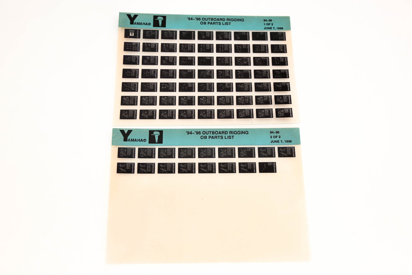OEM Yamaha XM001-54 1994-1996 Outboard Rigging Parts List Microfiche Lot