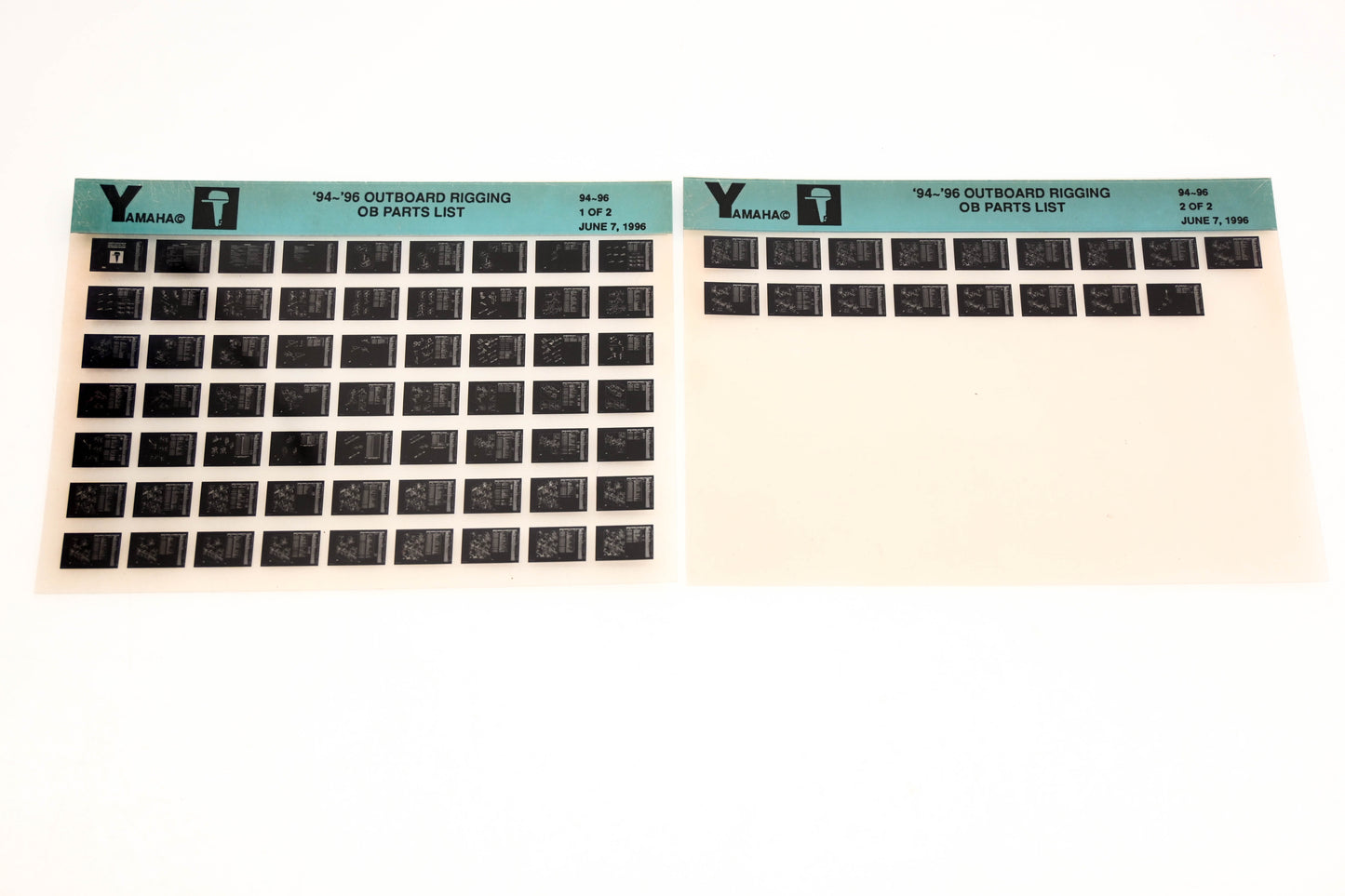 OEM Yamaha XM001-54 1994-1996 Outboard Rigging Parts List Microfiche Lot