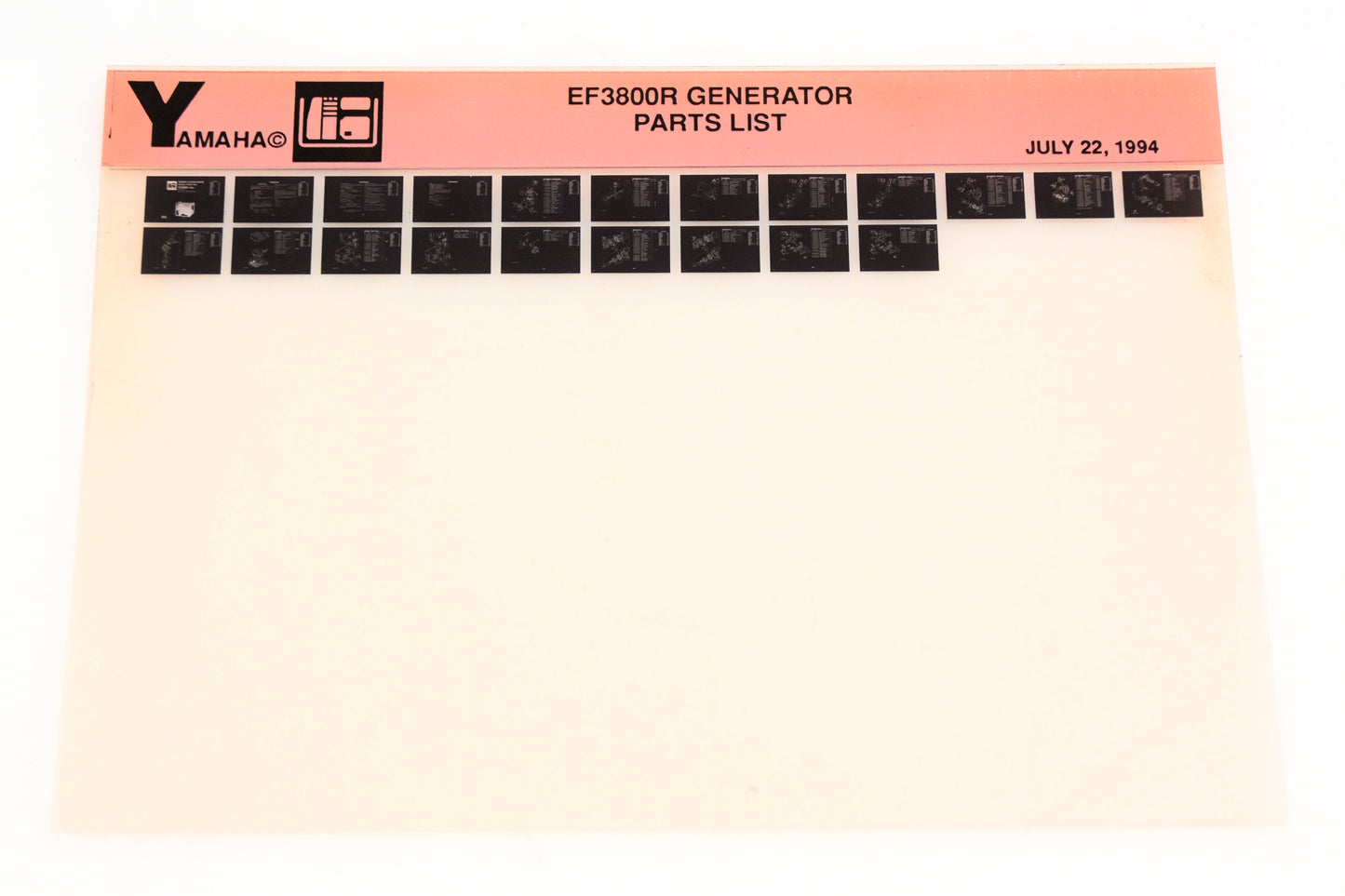 OEM Yamaha XM001-56 1994 EF3800R Generator Parts List Microfiche