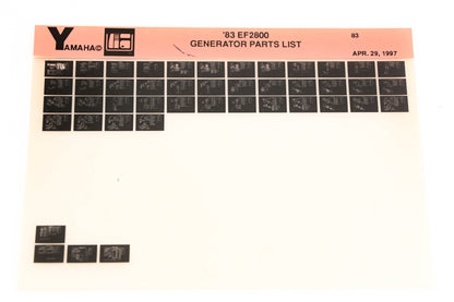 OEM Yamaha XM001-57 1983 EF2800 Generator Parts List Microfiche