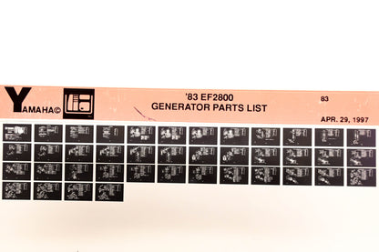OEM Yamaha XM001-57 1983 EF2800 Generator Parts List Microfiche