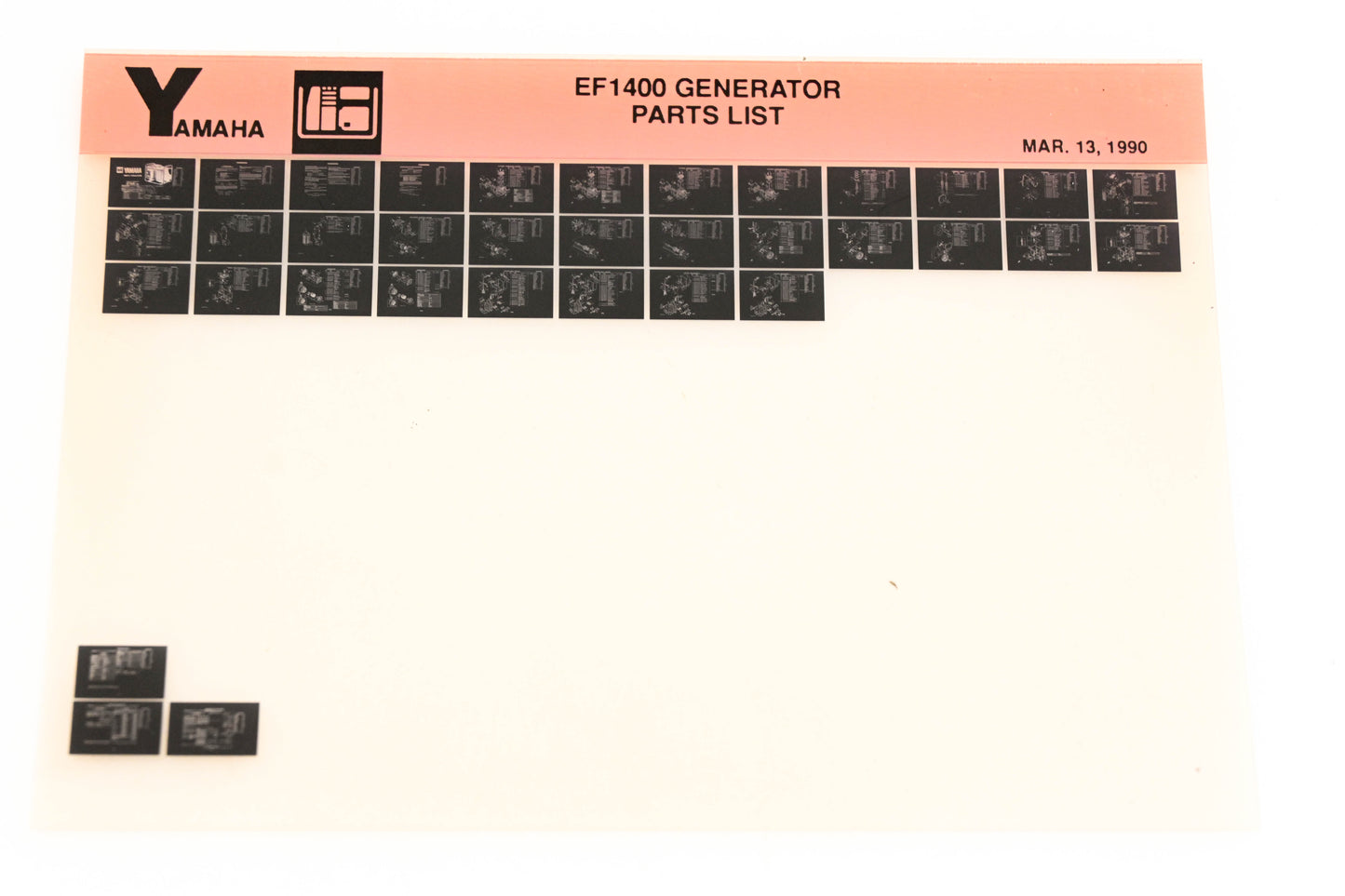OEM Yamaha XM001-58 1990 EF1400 Generator Parts List Microfiche