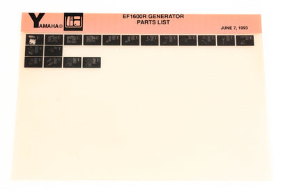 OEM Yamaha XM001-61 1993 EF1600R Generator Parts List Microfiche