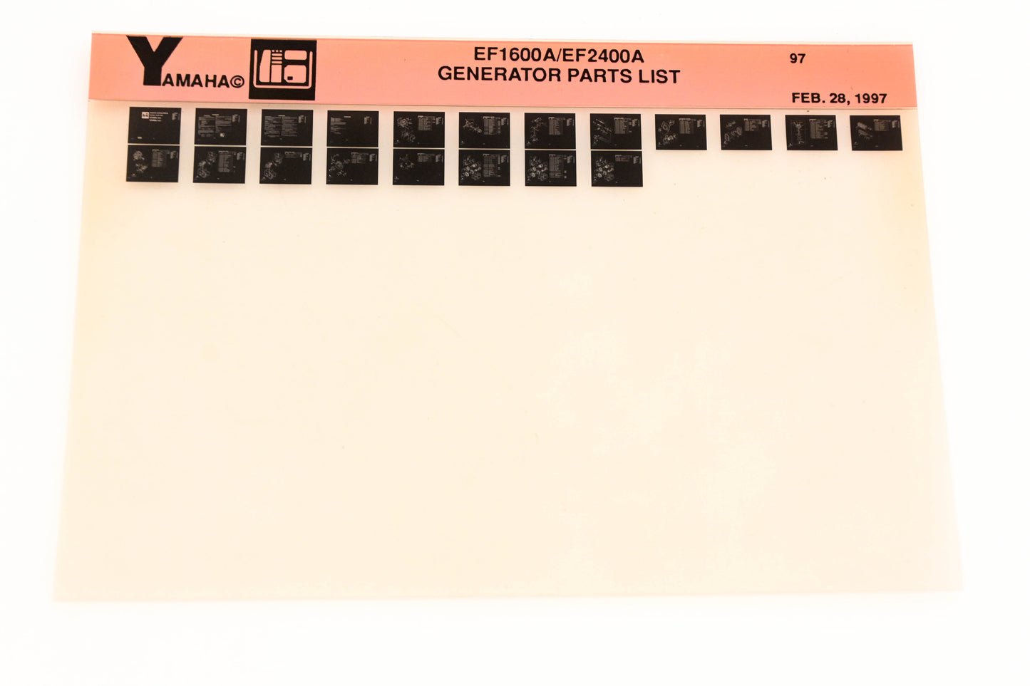 OEM Yamaha XM001-62 1997 EF1600A/EF2400A Generator Parts List Microfiche