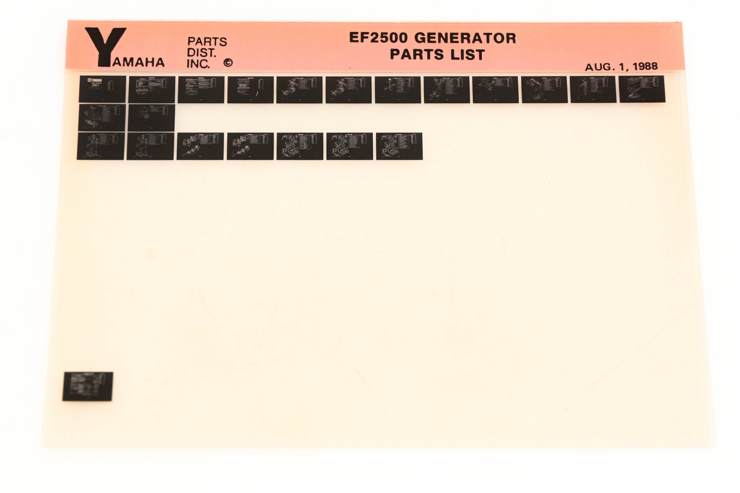 OEM Yamaha XM001-64 1988 EF2500 Generator Parts List Microfiche