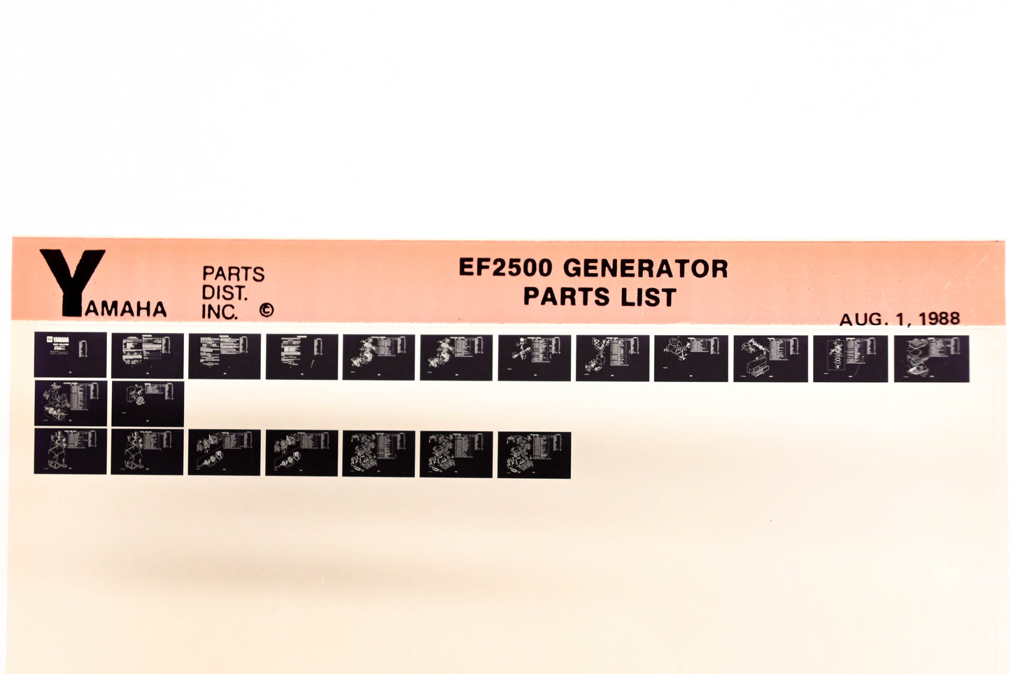 OEM Yamaha XM001-64 1988 EF2500 Generator Parts List Microfiche
