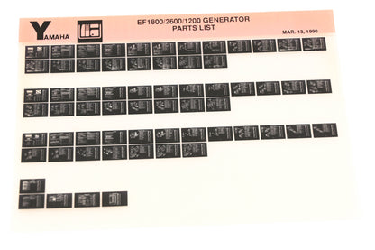 OEM Yamaha XM001-66 1990 EF1800/2600/1200 Generator Parts List Microfiche