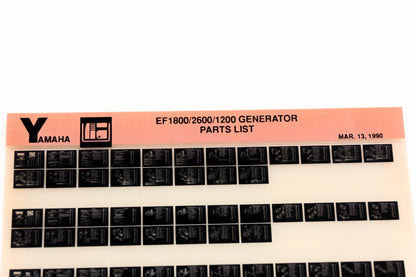 OEM Yamaha XM001-66 1990 EF1800/2600/1200 Generator Parts List Microfiche