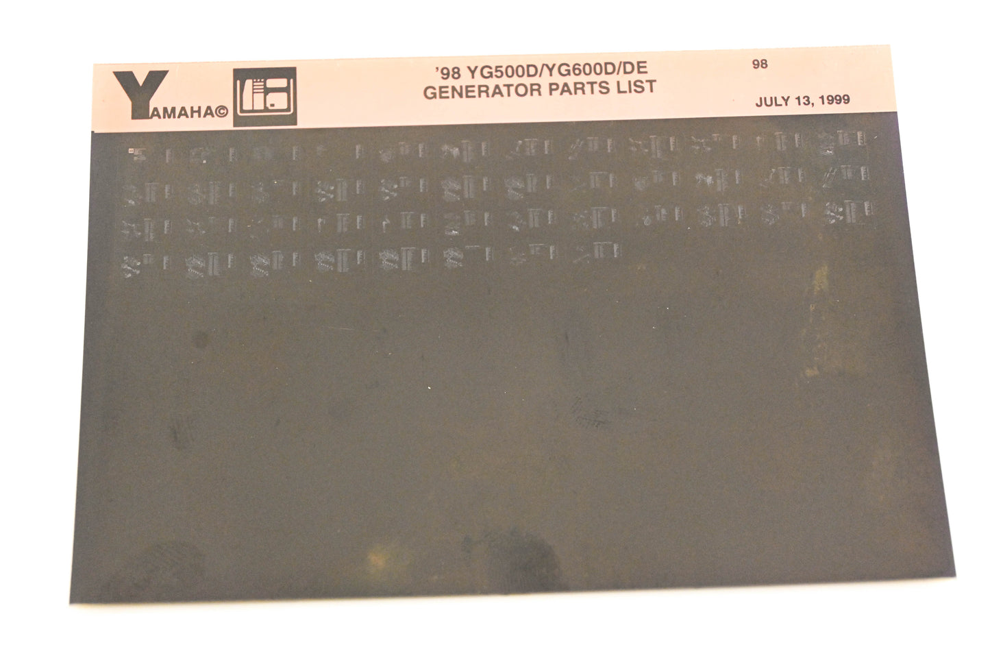OEM Yamaha XM005-21 1998 YG500D/YG600D/DE Generator Parts List Microfiche