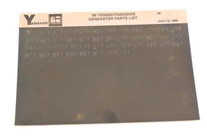OEM Yamaha XM005-21 1998 YG500D/YG600D/DE Generator Parts List Microfiche