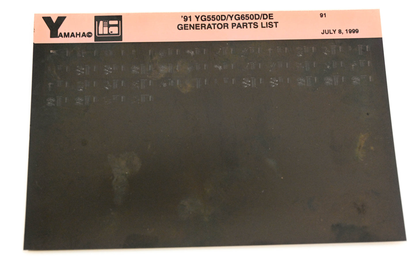 OEM Yamaha XM005-22 1991 YG550D/YG650D/DE Generator Parts List Microfiche