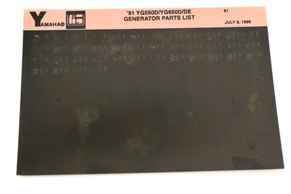 OEM Yamaha XM005-22 1991 YG550D/YG650D/DE Generator Parts List Microfiche
