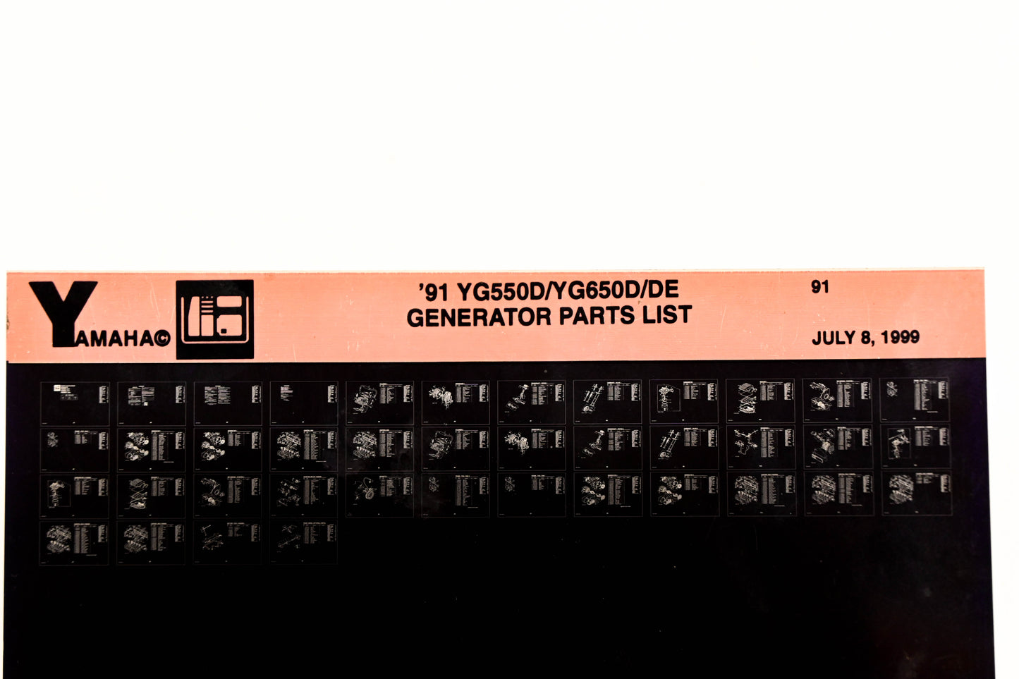 OEM Yamaha XM005-22 1991 YG550D/YG650D/DE Generator Parts List Microfiche