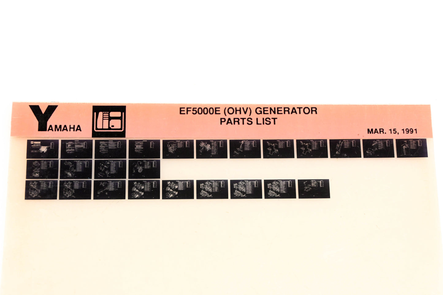 OEM Yamaha XM005-25 1991 EF5000E (OHV) Generator Parts List Microfiche