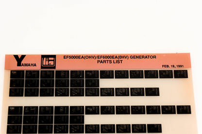 OEM Yamaha XM005-27 EF5000EA(OHV)/EF6000EA(OHV) Generator Parts List Microfiche