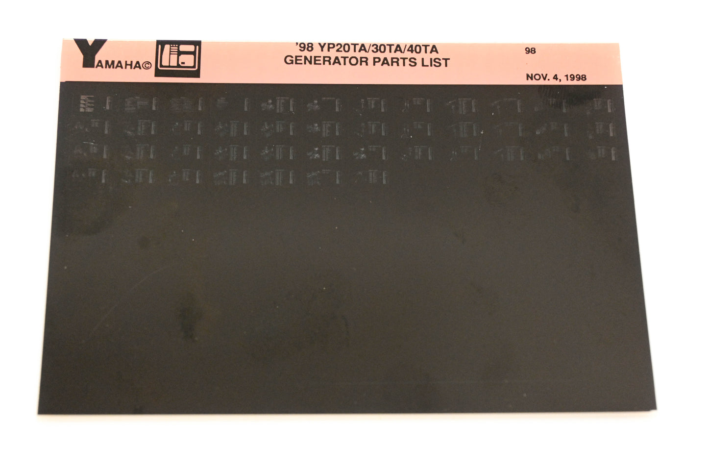 OEM Yamaha XM005-34 1998 YP20TA/30TA/40TA Generator Parts List Microfiche