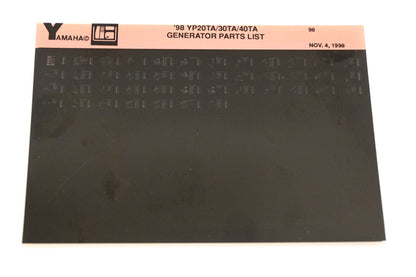 OEM Yamaha XM005-34 1998 YP20TA/30TA/40TA Generator Parts List Microfiche