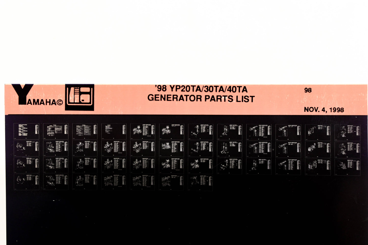 OEM Yamaha XM005-34 1998 YP20TA/30TA/40TA Generator Parts List Microfiche