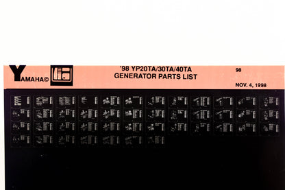 OEM Yamaha XM005-34 1998 YP20TA/30TA/40TA Generator Parts List Microfiche