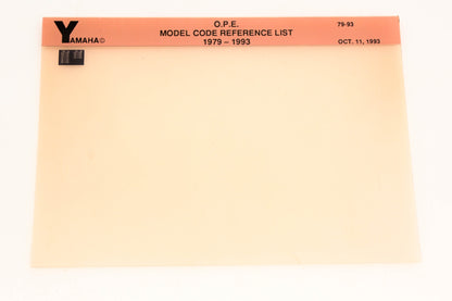 OEM Yamaha XM005-35 1979-1993 O.P.E. Model Code Reference List Microfiche