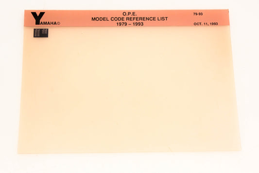OEM Yamaha XM005-35 1979-1993 O.P.E. Model Code Reference List Microfiche